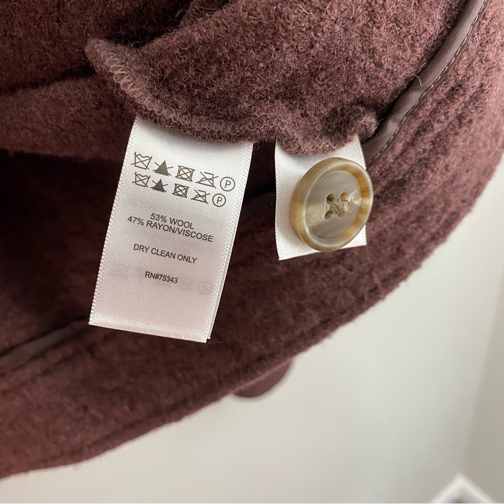 Joie Boiled Wool Blend Cropper Unlined Muted Cranberry Button Down XL - Picture 3 of 6